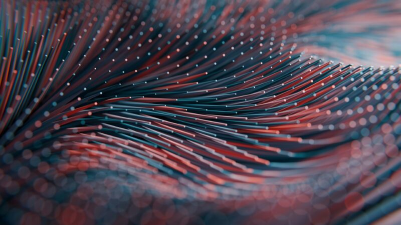 Abstract Lines Flow | Teal & Coral Desktop wallpaper 4K