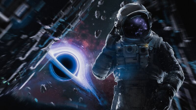 Astronaut Black Hole | Space Exploration Desktop wallpaper 4K