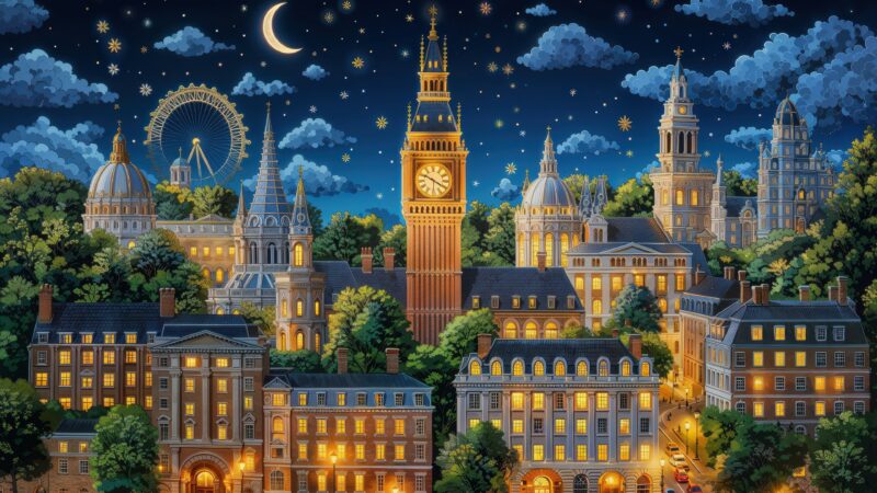 Big Ben Under a Crescent Moon wallpaper 4K