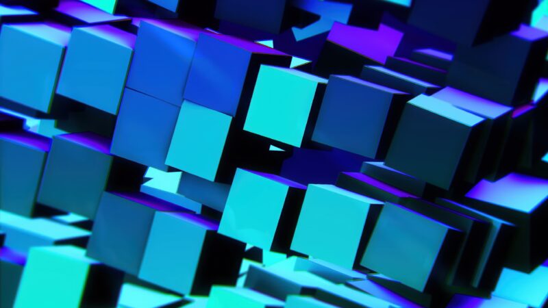Blue Cubes Abstract | Geometric Depth Desktop wallpaper 4K