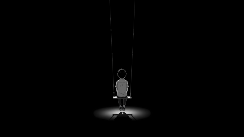Boy on Swing Spotlight | Dramatic Lighting Desktop wallpaper 4K