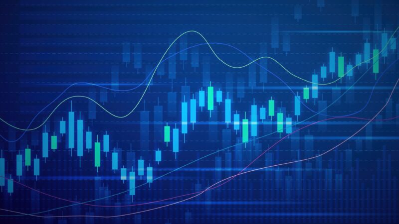 Candlestick Charts in Deep Blue wallpaper 4K