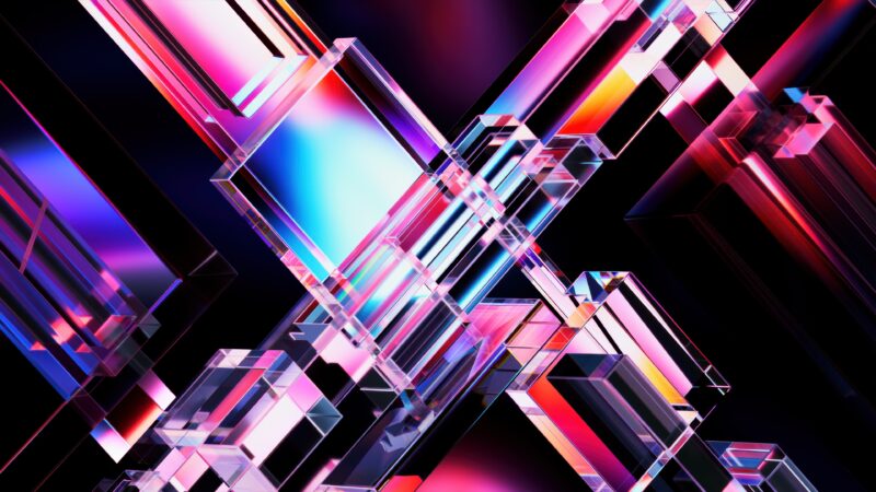Crystal Light Rays Desktop | Geometric Pink Blue wallpaper 4K