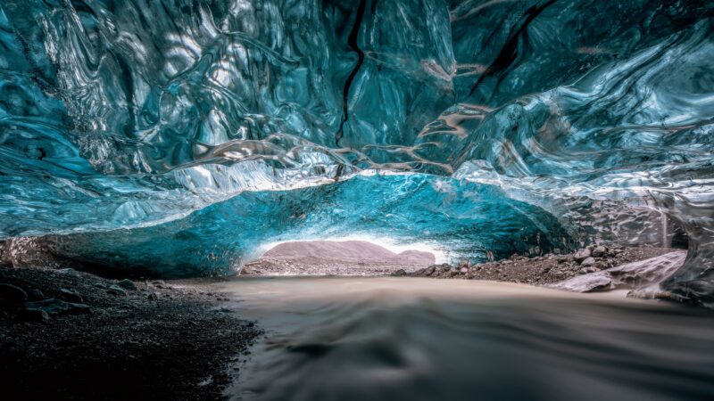 Deep Inside an Icelandic Glacier wallpaper 4K