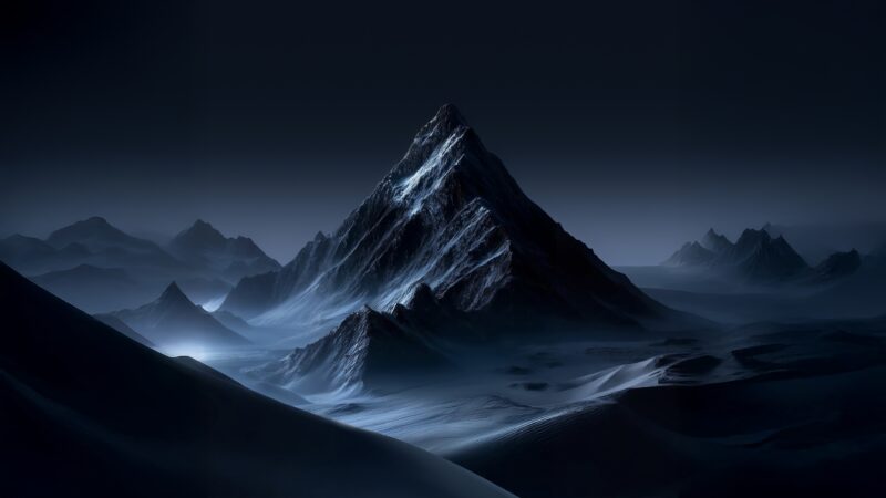 Ethereal Night on a Snowy Peak wallpaper 4K