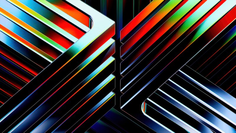 Geometric Neon Lines on Black wallpaper 4K