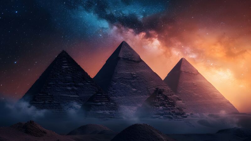 Giza Under a Cosmic Sky wallpaper 4K