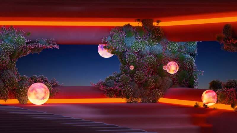 Glowing Orbs Abstract | Blue Sky Desktop Art wallpaper 4K