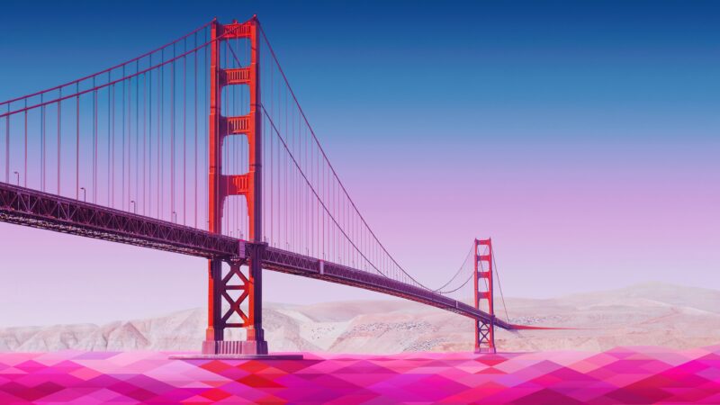 Golden Gate in Rose Low Poly wallpaper 4K