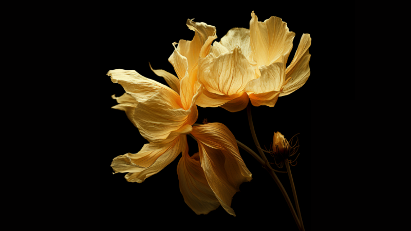 Golden Petals Rendered in Darkness wallpaper 4K