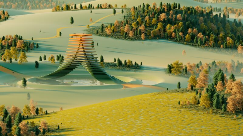 Green Surreal Landscape Beyond wallpaper 4K