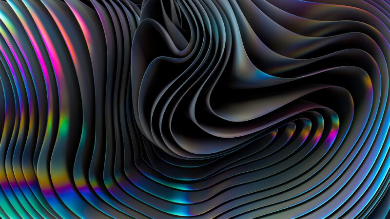 Iridescent Waves Desktop | Abstract Glossy Flow wallpaper 4K