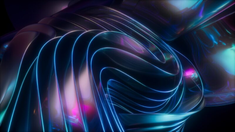 Metallic Blue Fluid Neon Sculpture wallpaper 4K