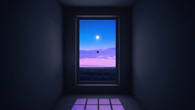 Moonlit Landscape Desktop | Window Twilight Scene wallpaper 4K