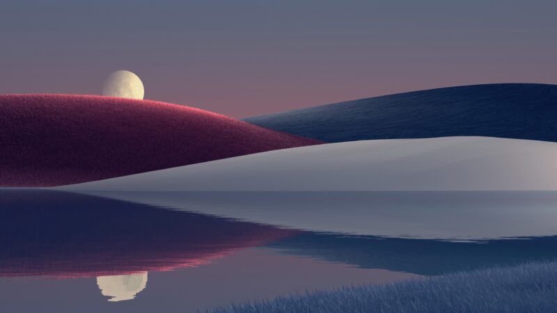 Moonrise Over Still Water wallpaper 4K