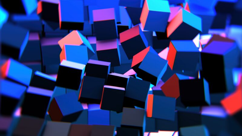 Neon Axolotl Geometric Cube Realm wallpaper 4K