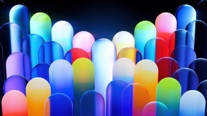Neon Rainbow Through Frosted Glass wallpaper 4K