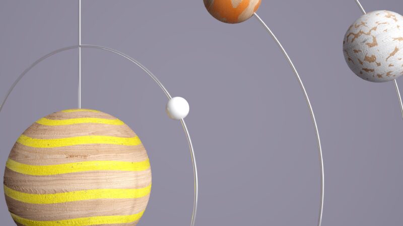 Painted Spheres Mobile | Yellow Stripes Desktop wallpaper 4K