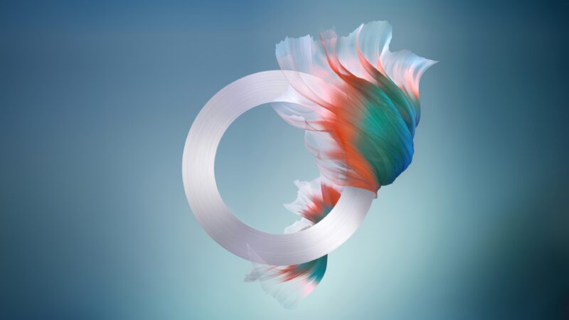 Ribbon Swirls Desktop | Teal Peach Flowing Art wallpaper 4K