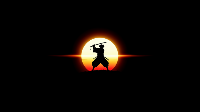 Samurai Shadow Stands Alone wallpaper 4K