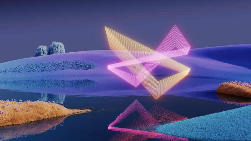 Shattered Horizons Through Mirrored Triangles wallpaper 4K