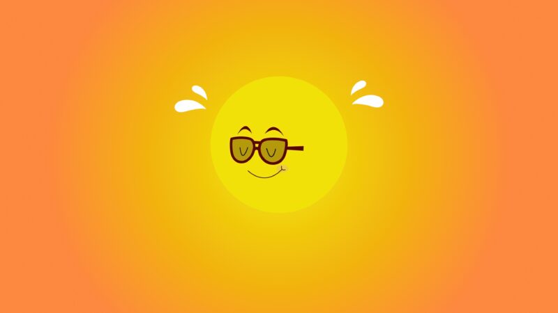 Smiling Sun with Shades | Playful Desktop Art wallpaper 4K