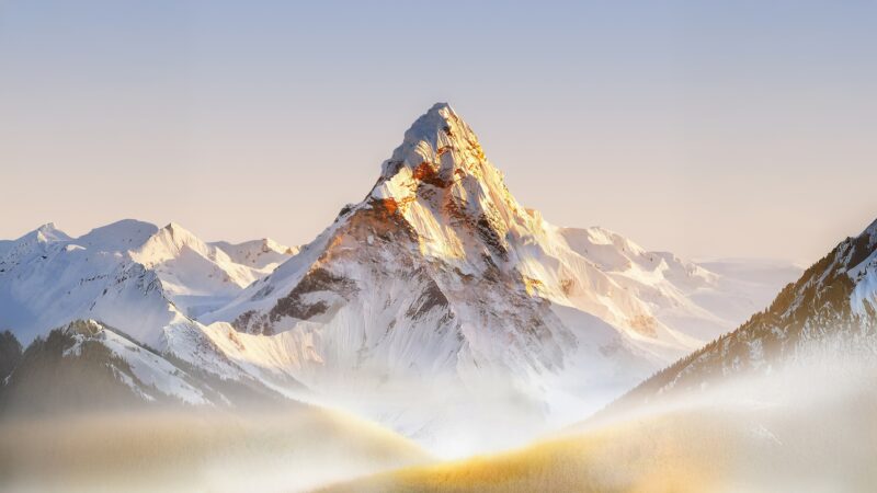 Snow Mountain Peak | Bright Sunlight Desktop wallpaper 4K