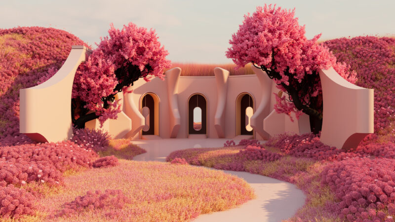 Surreal Crimson Dreamscape wallpaper 4K