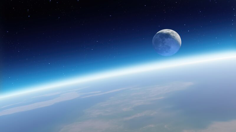 Earth Horizon Moonrise | Scenic Desktop View wallpaper 4K