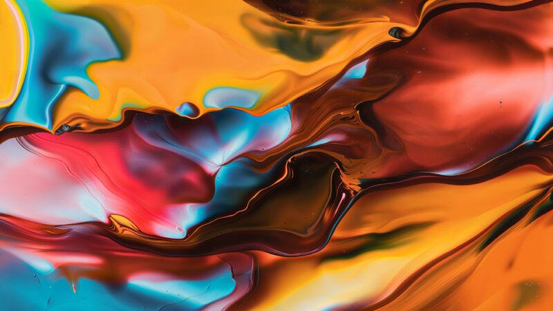 Orange Paint Flow Desktop | Abstract Color Swirls wallpaper 4K
