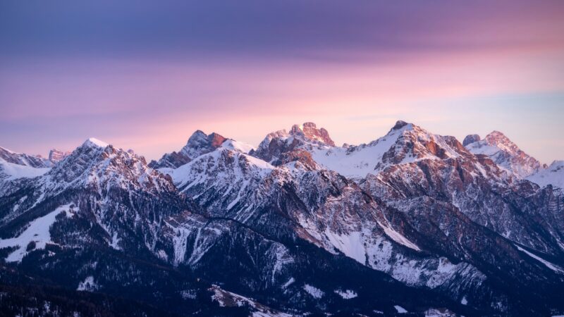 Winter Peaks Bathed in Gold wallpaper 4K