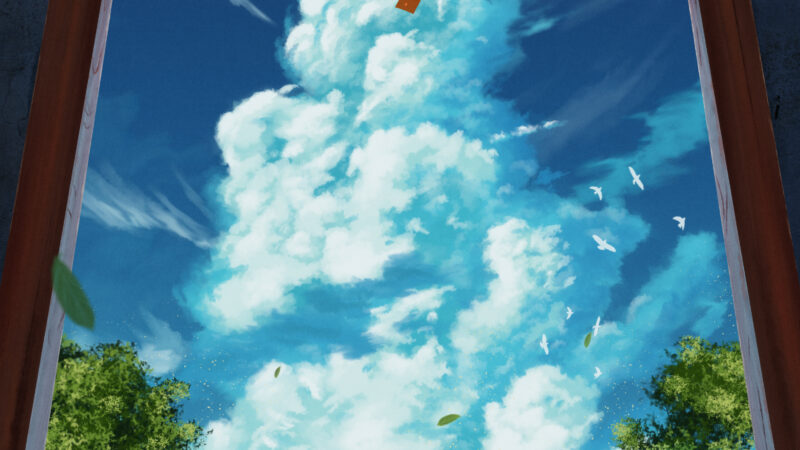 Anime Cat Window View Mountain Landscape iPhone Wallpaper 4K wallpaper 4K