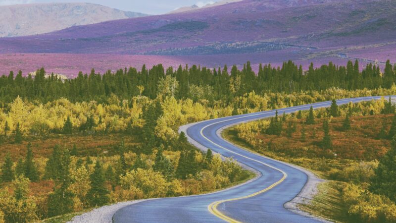 Autumn Mountain Highway Winding Road Desktop Wallpaper 4K wallpaper 4K