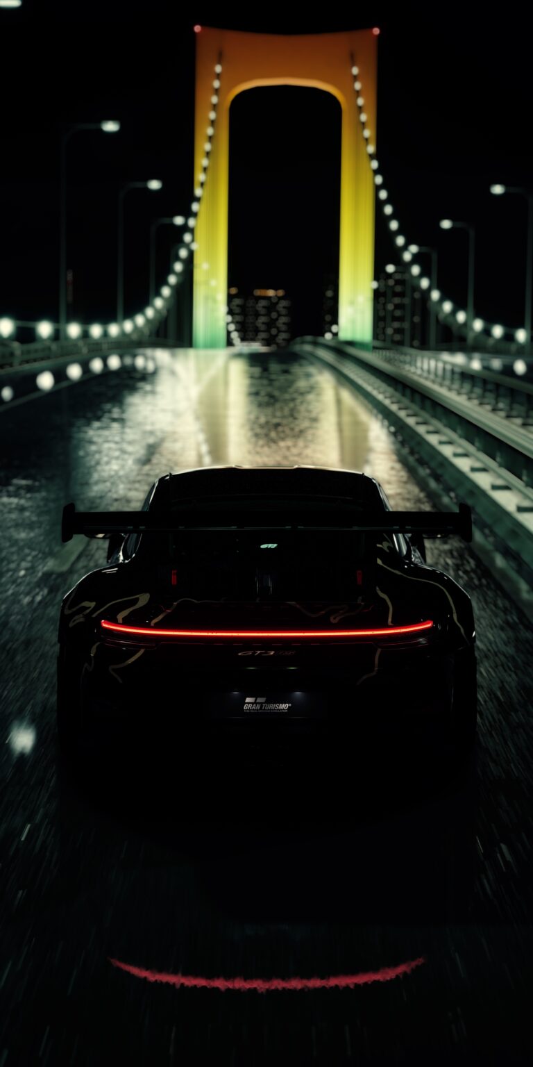 Black Sports Car Night Drive iPhone 4K Wallpaper wallpaper 4K