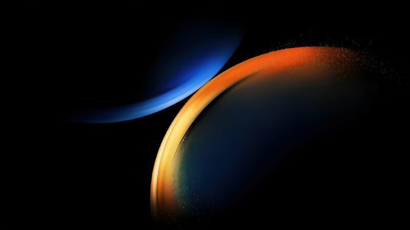 Blue Orange Planets Desktop | Cosmic Space Art wallpaper 4K