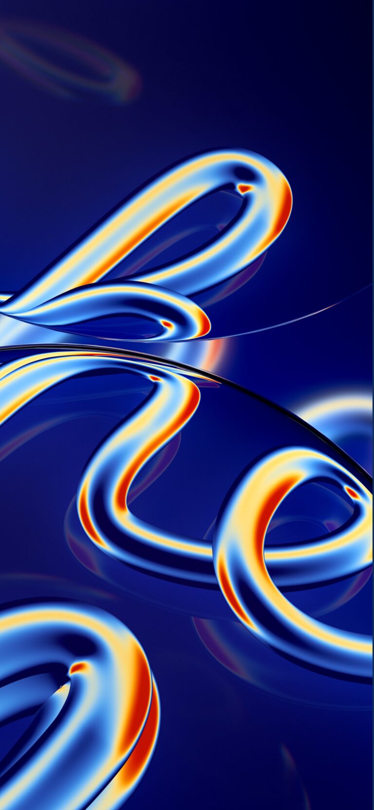 Blue Orange Swirls iPhone | Abstract Glossy Shapes wallpaper 4K