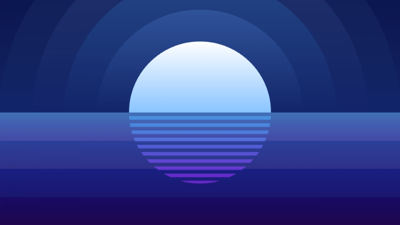 Blue Retro Waves Desktop | Circle Gradient Art wallpaper 4K