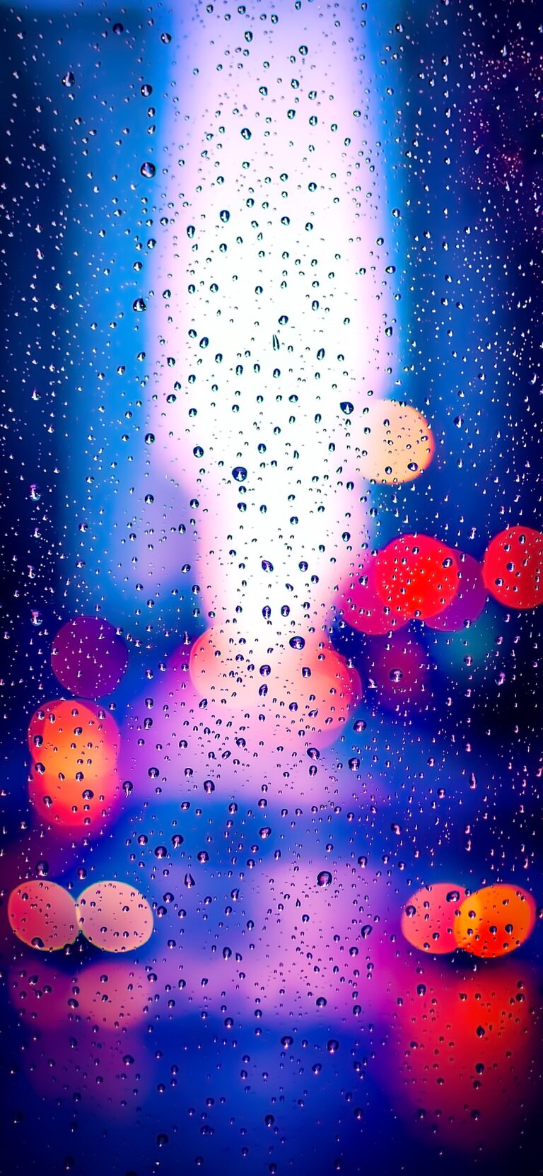 Blurred Rain Lights iPhone | Cool Blue Purple Tones wallpaper 4K