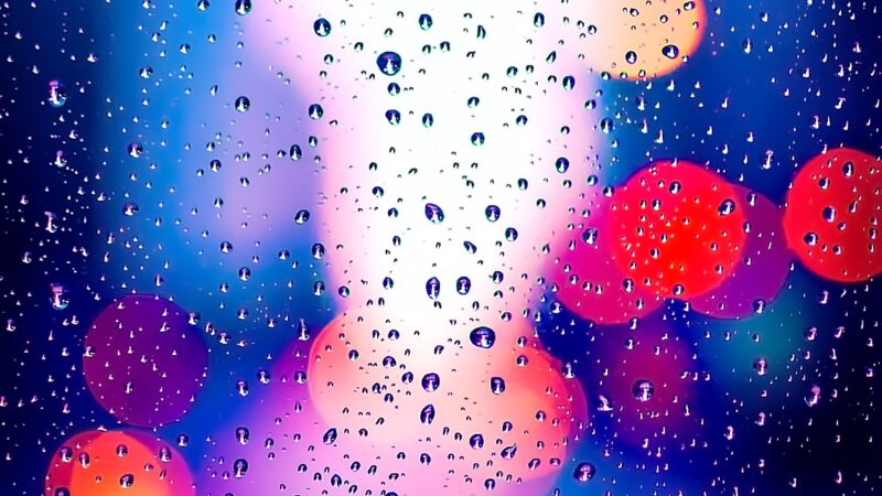 Blurred Rain Lights iPhone | Cool Blue Purple Tones wallpaper 4K
