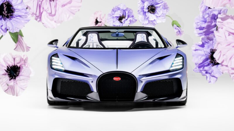 Purple Bugatti Mistral | Floral Roadster Desktop wallpaper 4K