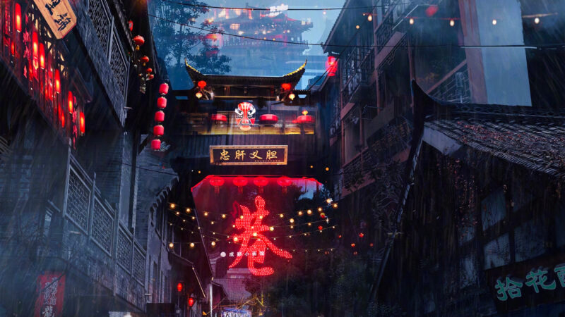Chengdu Neon Alley Panda Mural Night iPhone Wallpaper HD wallpaper 4K