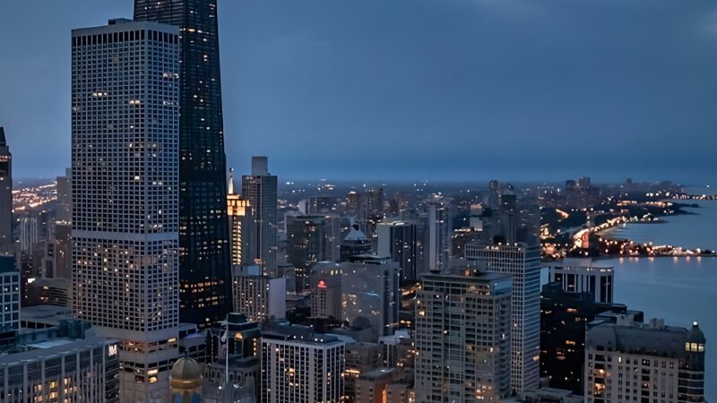 Chicago Skyline at Dusk | City Lights iPhone wallpaper 4K