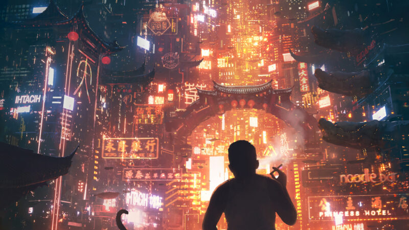 Cityscape Silhouette | Night City Smoker iPhone wallpaper 4K