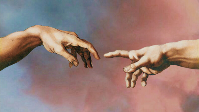 Cloudy Sky Hands iPhone | Pink & Blue Dream wallpaper 4K