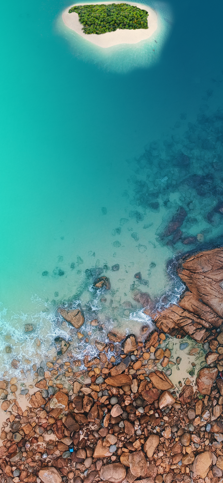Coastal Island View iPhone | Turquoise Water Aerial wallpaper 4K