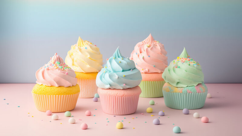 Cupcakes 4K Desktop Wallpaper | Pastel Colors & Sprinkles wallpaper 4K