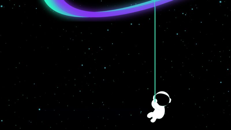 Cute Astronaut Hanging In AMOLED Black Void wallpaper 4K