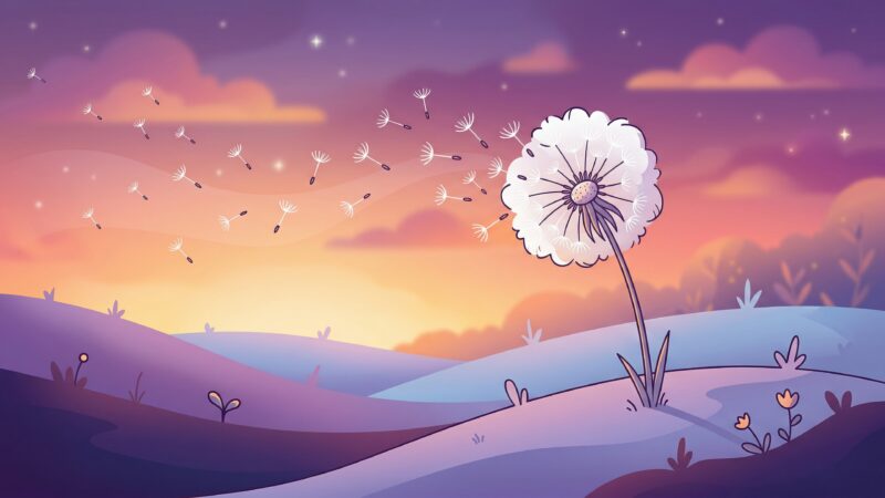 Dandelion Seeds | Evening Sky Desktop Beauty wallpaper 4K