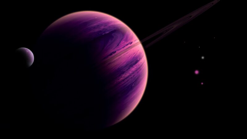 Dark Saturn Rising Against Purple Silence wallpaper 4K