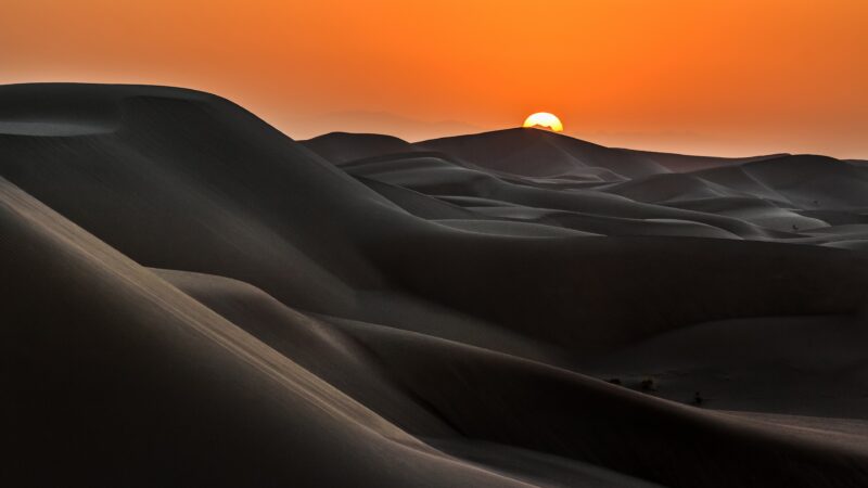 Desert Dunes Glow At Golden Sunrise wallpaper 4K
